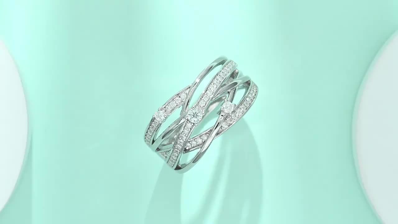 925 Silver Women's 3ct Moissanite Ring PT950 Plated Gold Meson